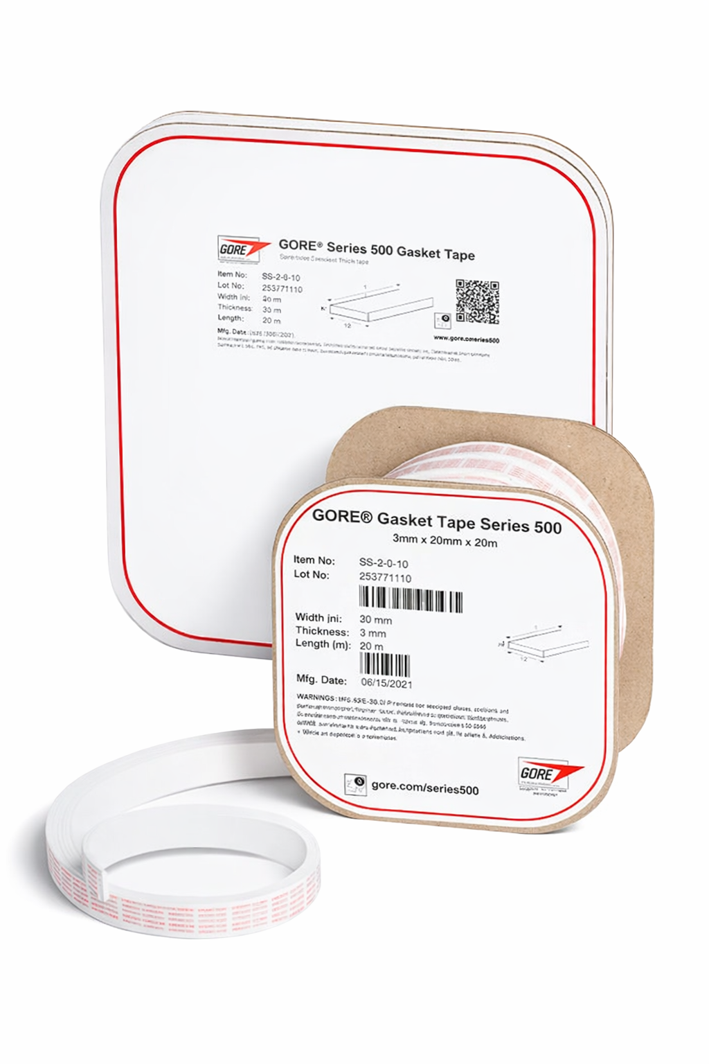 Cinta Empaquetadura de PTFE Expandido GORE® Series 500 – Gasket Tape 1" x 1/8" x 25'